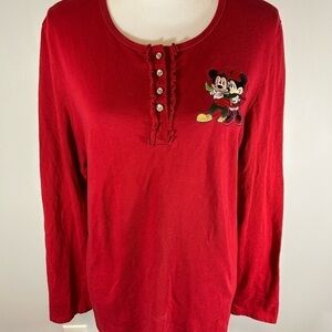 DISNEY Mickey & Minnie long sleeve blouse size L